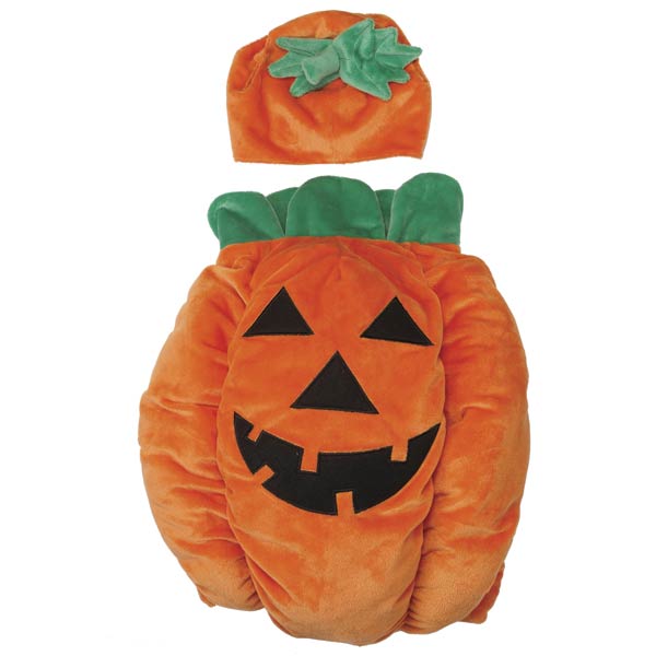 Dog Halloween Costume Pumpkin Pooch Soft Plush 3D Jack-O-Lantern Face ...